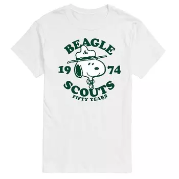 Футболка Big & Tall Peanuts Beagle Scouts с рисунком 50 лет Licensed Character, белый