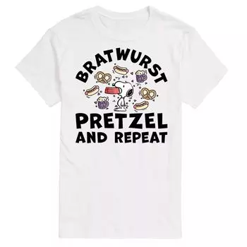 Футболка Big & Tall Peanuts Bratwurst Pretzel и повторяющийся рисунок Licensed Character, белый