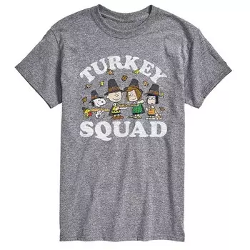 Футболка Big & Tall Peanuts Turkey Squad Licensed Character, серый