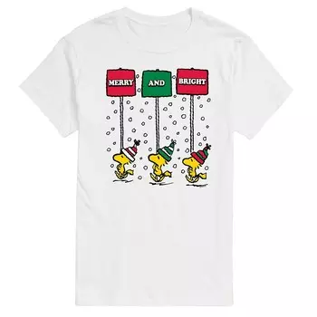 Футболка Big & Tall Peanuts Woodstock с веселым и ярким рисунком Licensed Character, белый