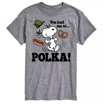 Футболка Big & Tall Peanuts You Had Me At Polka с цветком Licensed Character, серый