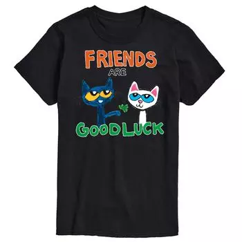 Футболка Big & Tall Pete The Cat Friends Good Luck, Black License, черный