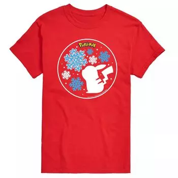Футболка Big & Tall Pokemon Snowflake Pikachu Licensed Character, красный