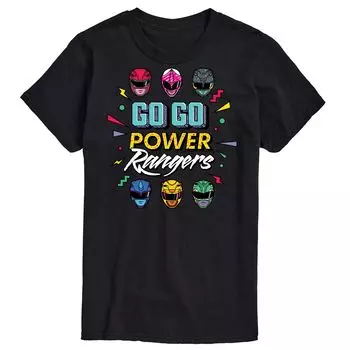 Футболка Big & Tall Power Rangers Go Go с графическим рисунком Licensed Character, черный