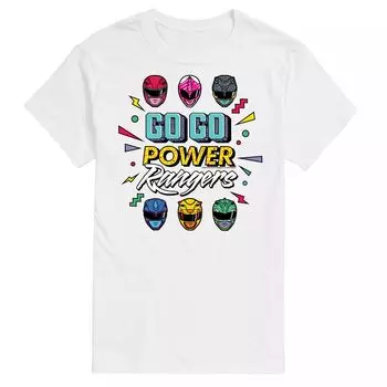 Футболка Big & Tall Power Rangers Go Go с графическим рисунком Licensed Character, белый