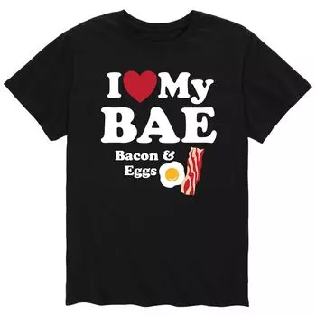 Футболка Big & Tall с надписью "I Love BAE" на День святого Валентина с беконом и яйцами Licensed Character