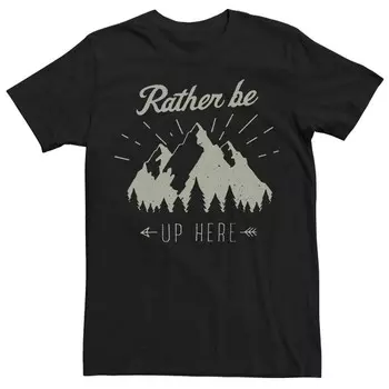 Футболка Big & Tall с надписью "Rather Be Up Here" "Mountains Forest Arrow" Licensed Character, черный