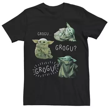 Футболка Big & Tall Star Wars: The Mandalorian Grogu Grogu Grogu R14 Licensed Character, черный