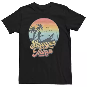 Футболка Big & Tall Stranger Things Palms Surf Wave Licensed Character, черный
