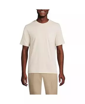 Футболка Big & Tall Super-T с коротким рукавом и карманом Lands' End, белый