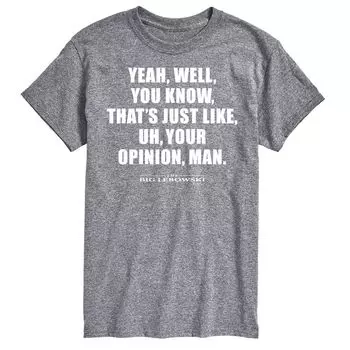 Футболка Big & Tall The Big Lebowski Ваше мнение License, серый