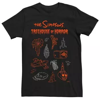 Футболка Big & Tall The Simpsons Treehouse Of Horror Icons Хэллоуина с рисунком Licensed Character, черный