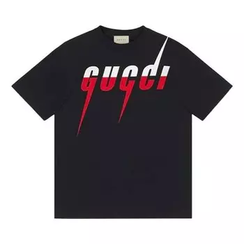Футболка blade printing short sleeve black Gucci, черный