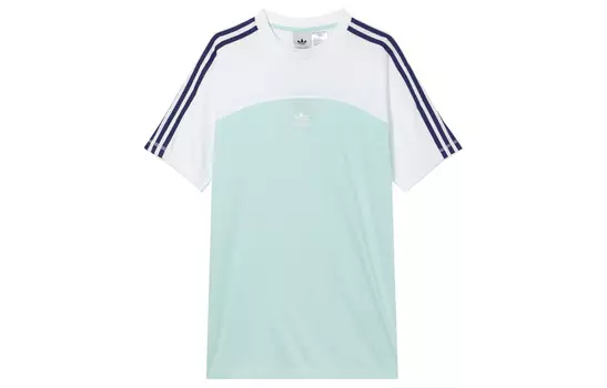 Футболка Blocked 3-Stripes для мужчин мятно-зеленая/белая/фиолетовая Adidas Originals, мятно-зеленый/белый/фиолетовый