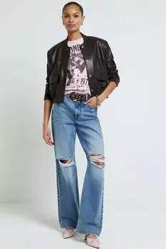 Футболка Blondie с короткими рукавами и принтом River Island, розовый