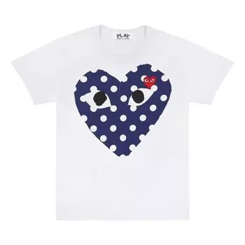Футболка blue polka dots pattern short sleeve white Comme Des Garcons Play, белый