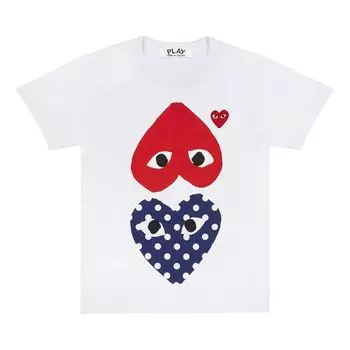 Футболка blue polka dots red short sleeve white Comme Des Garcons Play, белый