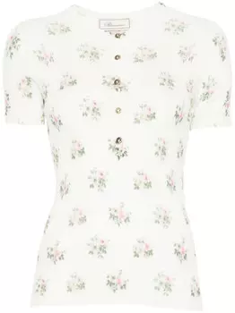 Футболка Blumarine с цветочным принтом, нейтральный