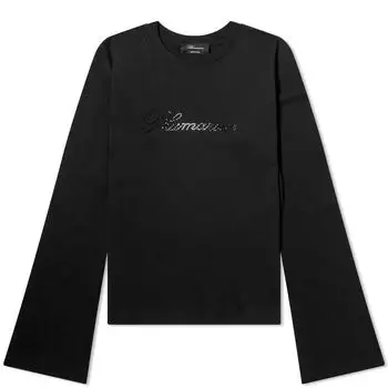Футболка Blumarine с длинным рукавом и кристаллическим логотипом, черный