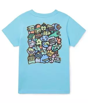 Футболка Boardies Little/Big Boys 3–10 с короткими рукавами и рисунком Monsters, синий