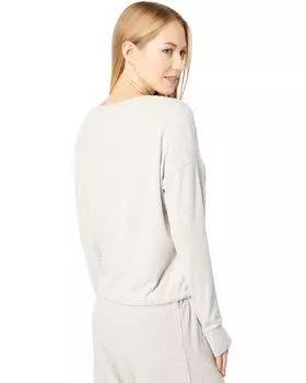 Футболка bobi Los Angeles Brushed Heather Rib Long Sleeve Tie Hem Scoop Neck Tee, оранжевый