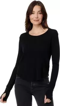 Футболка bobi Los Angeles Crew Neck Crop Tee with Thumbhole, черный