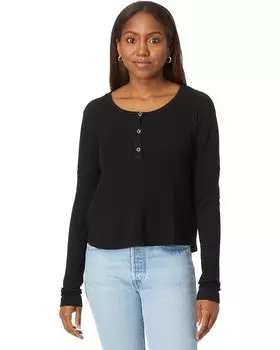 Футболка bobi Los Angeles Drop Shoulder Henley, черный