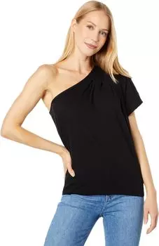 Футболка bobi Los Angeles Lightweight Jersey One Shoulder Pleated Tee, черный