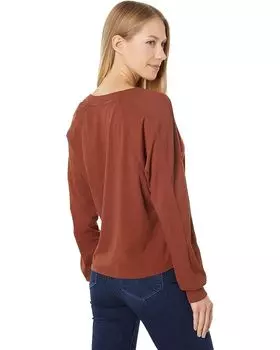 Футболка bobi Los Angeles Lightweight Jersey Rib Mixed Boxy Raglan V-Neck Tee, цвет Redwood