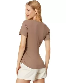 Футболка bobi Los Angeles Short Sleeve Side Shirred Crew Neck Tee, цвет Hazelnut