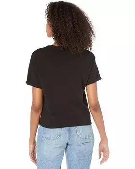 Футболка bobi Los Angeles Slubbed Jersey Rolled Sleeve Cropped Tee, черный