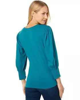 Футболка bobi Los Angeles Smocked 3/4 Sleeve Tee, цвет Turquoise