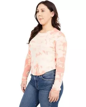 Футболка bobi Los Angeles Tie-Dye Rib Long Sleeve Cropped T-Shirt, цвет Guava
