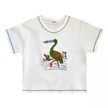 Футболка Bode Embroidered Heron Tee, белый