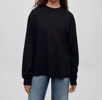 Футболка бойфренда с длинными рукавами черного цвета REDONE