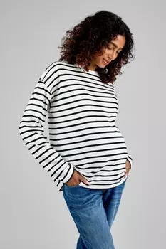 Футболка бойфренда с длинными рукавами в полоску для беременных Jojo Maman Bb, черный