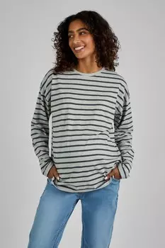 Футболка бойфренда с длинными рукавами в полоску для беременных Jojo Maman Bb, серый