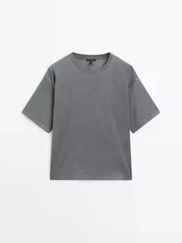 Футболка бойфренда с короткими рукавами Massimo Dutti, серый