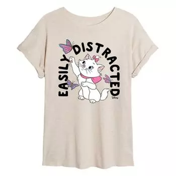 Футболка большая "Аристокаты" для малышей с принтом "Легко отвлечь" Disney, бежевый