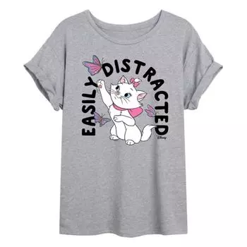 Футболка большая "Аристокаты" для малышей с принтом "Легко отвлечь" Disney, серый