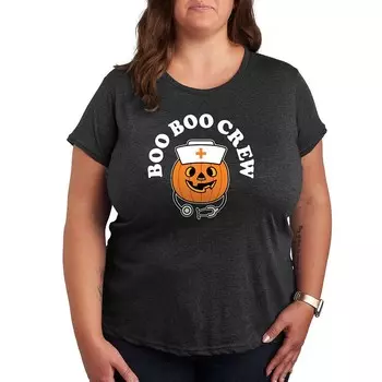 Футболка больших размеров Boo Boo Crew с рисунком Licensed Character, цвет Heather Charcoal