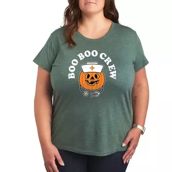 Футболка больших размеров Boo Boo Crew с рисунком Licensed Character, цвет Heather Green