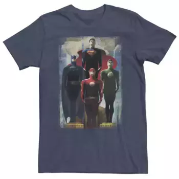 Футболка больших размеров DC Comics "Лига справедливости" с принтом "Смотри вверх" Licensed Character, синий