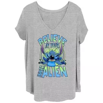 Футболка больших размеров Disney's Lilo & Stitch Junior с рисунком «Верьте в своего внутреннего пришельца» Licensed Character