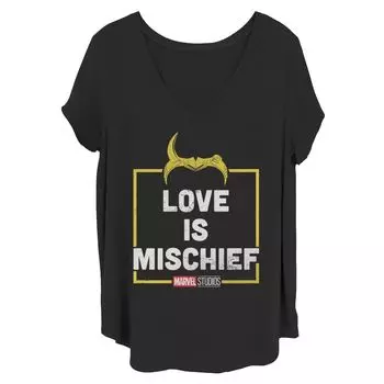 Футболка больших размеров для юниоров Marvel Loki Love Is Mischief Licensed Character, черный