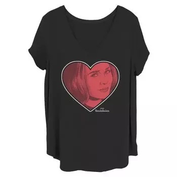 Футболка больших размеров для юниоров Marvel Valentine's WandaVision Wanda Heart Licensed Character, черный