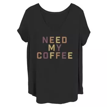Футболка больших размеров для юниоров Need My Coffee Brown Shades с графическим рисунком Licensed Character