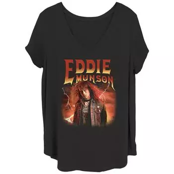 Футболка больших размеров для юниоров «Очень странные дела» Eddie Munson Hellfire Club с графическим рисунком Licensed Character