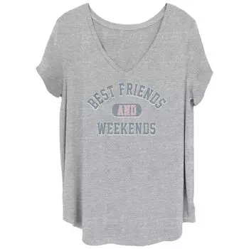 Футболка больших размеров для юниоров с V-образным вырезом "Best Friends And Weekends" Licensed Character