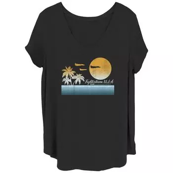 Футболка больших размеров для юниоров Top Gun Fightertown USA Sunset с графическим плакатом Licensed Character